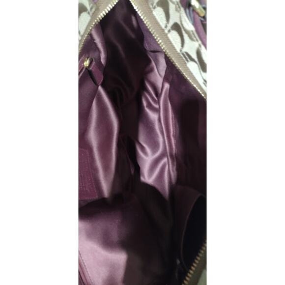 Coach Brown Signature Fabric and Wine Leather Bag F23297 - Picture 10 of 12